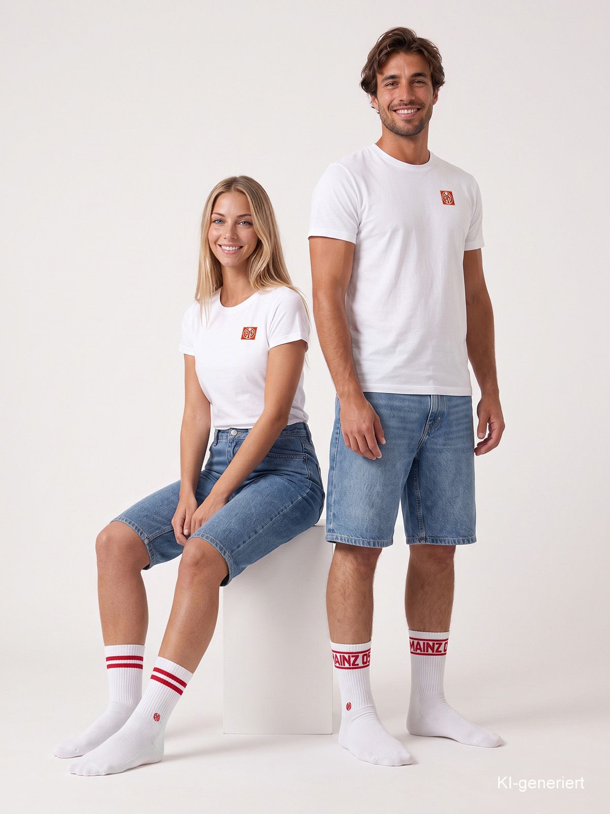 2er Set Socken Rot-Weiß